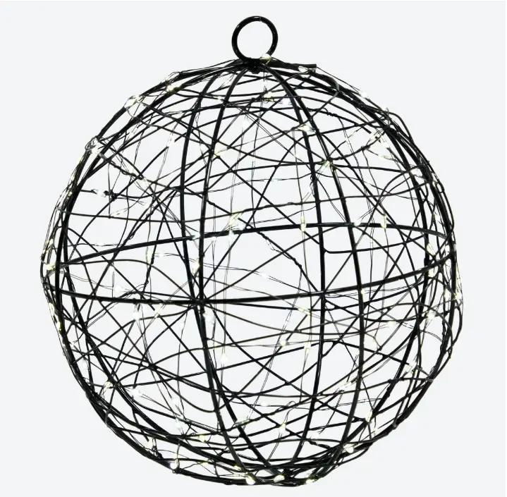 Twinkle bol metalen frame bal globe met 140 led timer zwart, Huis en Inrichting, Woonaccessoires | Kunstplanten en Kunstbloemen