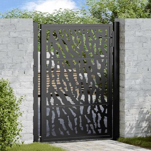 vidaXL Poort met sporenontwerp 105x130 cm staal zwart, Tuin en Terras, Tuinpoorten, Nieuw, Verzenden