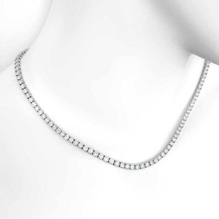 Halsketting - 14 karaat Witgoud, D-E/VVS - 13.58ct. tw., Sieraden, Tassen en Uiterlijk, Kettingen