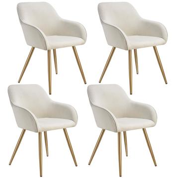 Eetkamerstoel Marilyn, koordlook, gestoffeerd - creme/goud, beschikbaar voor biedingen