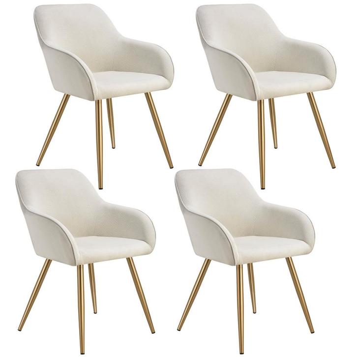 Eetkamerstoel Marilyn, koordlook, gestoffeerd - creme/goud,, Huis en Inrichting, Stoelen, Verzenden