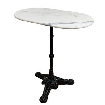 Bistro tuintafel marmer 70 x 40 cm ovaal met gietijzer voet beschikbaar voor biedingen