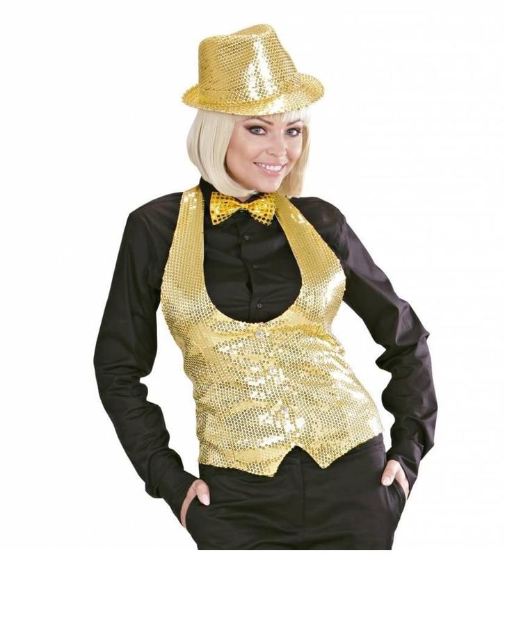 Gouden Glitter Gilet Dames, Kleding | Dames, Carnavalskleding en Feestkleding, Nieuw, Ophalen of Verzenden