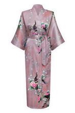 KIMU® Kimono Mauve 7/8 XL-XXL Yukata Satijn Boven dekel Lang, Kleding | Dames, Ophalen of Verzenden, Nieuw, Maat 46/48 (XL) of groter