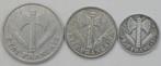 Frankrijk. Série de 3 pièces de 1943B - 50c, 1 Fr, 2 Fr, Postzegels en Munten, Munten | Europa | Euromunten