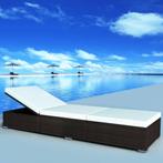 vidaXL Ligbed met crèmewit kussen poly rattan bruin, Tuin en Terras, Ligbedden, Verzenden, Nieuw