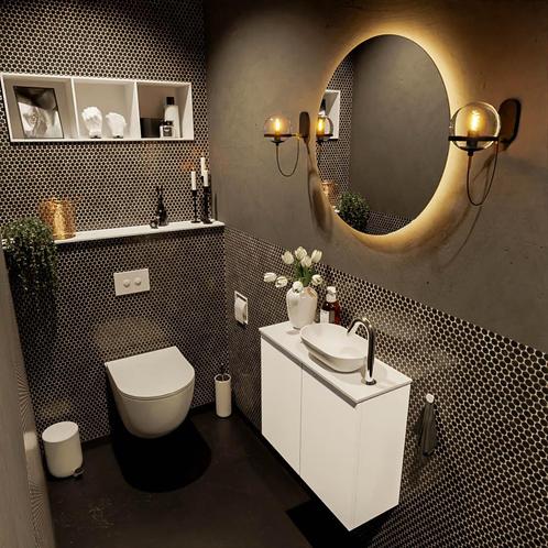 MONDIAZ FOWY toiletmeubel 60cm kleur talc. Waskom positie, Doe-het-zelf en Verbouw, Sanitair, Bad, Nieuw, Ophalen of Verzenden