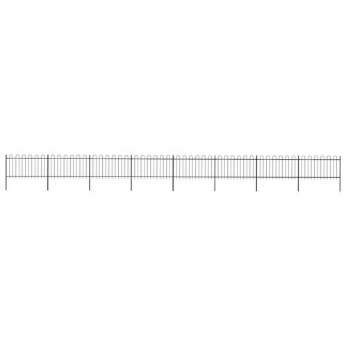 vidaXL Tuinhek met ronde bovenkant 13,6x1 m staal zwart, Tuin en Terras, Schuttingen, Nieuw, IJzer, Minder dan 1 meter, Verzenden
