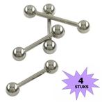 Fako Bijoux® - Barbell Piercing - 21mm - Zilverkleurig - 4, Verzenden, Nieuw