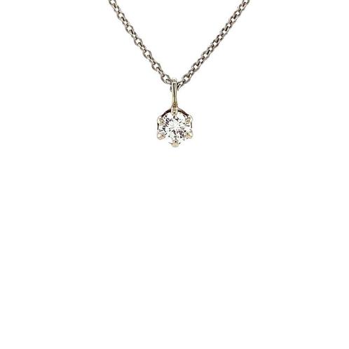 Witgouden solitair hanger met diamant 14 krt, Sieraden, Tassen en Uiterlijk, Kettinghangers, Wit, Zo goed als nieuw, Goud, Verzenden