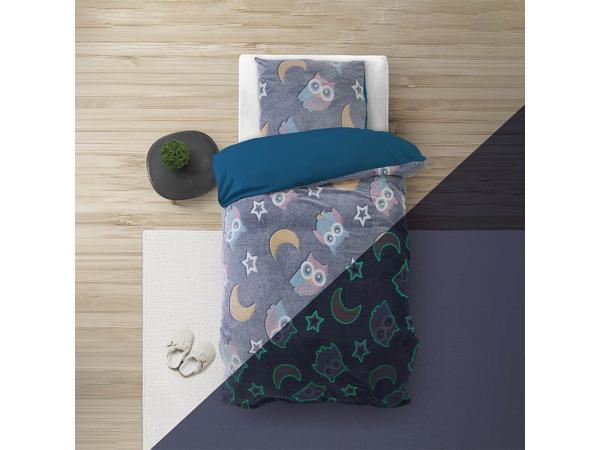 Veiling - Glow in the dark Night Owl Dekbedovertrek - 140X20, Huis en Inrichting, Slaapkamer | Beddengoed