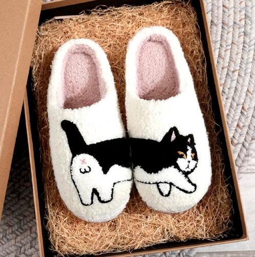 Kat Pantoffels | Pluche Gevoerd | Maat 36 tot 45 | Kitten, Kleding | Dames, Schoenen, Pantoffels of Sloffen, Zwart, Nieuw, Verzenden