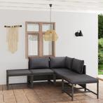 vidaXL 6-delige Loungeset met kussens poly rattan grijs, Verzenden, Nieuw, Rotan, Loungeset