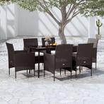 vidaXL 7-delige Tuinset met kussens zwart, 6 zitplaatsen, Nieuw, Tuinset, Verzenden