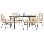 vidaXL 5-delige Tuinset met kussens poly rattan glas bruin, Tuin en Terras, Tuinsets en Loungesets, 4 zitplaatsen, Nieuw, Tuinset