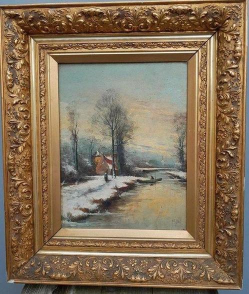 Nederlandse school (XIX) - Winterlandschap naar L.Apol, Antiek en Kunst, Kunst | Schilderijen | Klassiek
