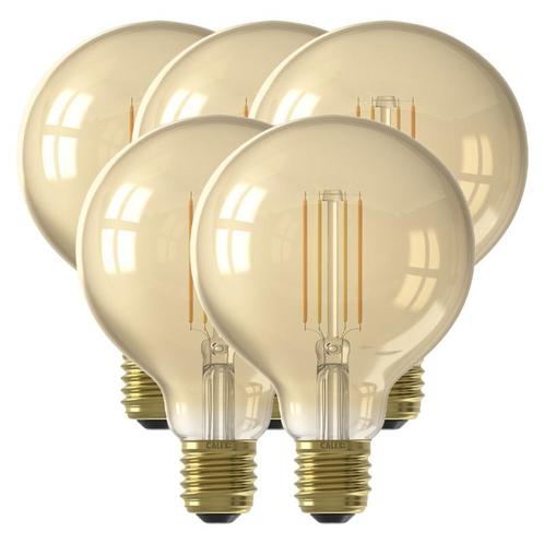 Set van 5 Calex Smart LED Lamp Globe Gold E27 7W 806lm, Huis en Inrichting, Lampen | Losse lampen