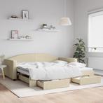 vidaXL Slaapbank met onderschuifbed en lades 100x200 cm stof, Huis en Inrichting, Slaapkamer | Bedden, 100 cm, Eenpersoons, Verzenden