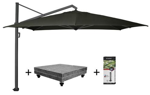 Icon zweefparasol 400x300 cm faded black met 150 KG voet en, Tuin en Terras, Parasols, Nieuw, Ophalen of Verzenden