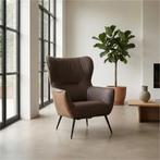 Leren fauteuil Flair Duo - Kenia Brown en Toledo Espresso -, Eigentijds, Modern, Retro, Romantisch, Nieuw, Ophalen of Verzenden