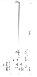 4 meter lantaarnpaal / lichtmast geanodiseerd aluminium, Verzenden