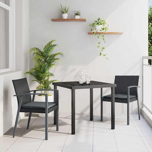 vidaXL Tuin Eetset 3 pcs Zwart Poly riet, Tuin en Terras, Tuinsets en Loungesets, Nieuw, Rotan, Verzenden