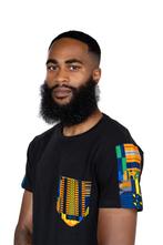 T-shirt met Afrikaanse print details - Blauw / oranje kente, Kleding | Heren, T-shirts, Nieuw, Ophalen of Verzenden