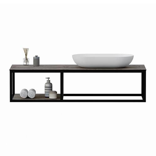 Badkamermeubel Diego 120cm mat zwart stalen frame met één, Doe-het-zelf en Verbouw, Sanitair, Verzenden