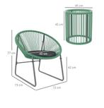 Nieuw 2-persoons balkonset rotan groen – tafel met 2 stoelen, 2 zitplaatsen, Nieuw, Stoel, Tuinset
