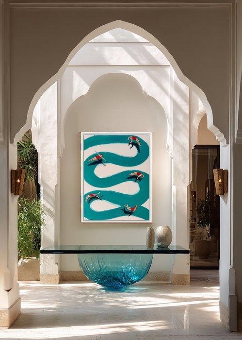 Juli Lampe - Swimming Lovers. Swimming in emerald waters of, Antiek en Kunst, Kunst | Schilderijen | Modern