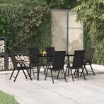 vidaXL 7-delige Tuinset poly rattan zwart, Tuin en Terras, 6 zitplaatsen, Nieuw, Tuinset, Verzenden