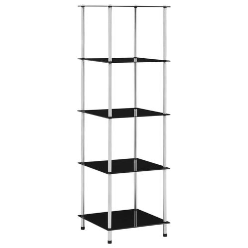 vidaXL Kastje 5-laags 40x40x130 cm gehard glas zwart, Huis en Inrichting, Kasten | Boekenkasten, 25 tot 50 cm, Nieuw, Glas, 100 tot 150 cm