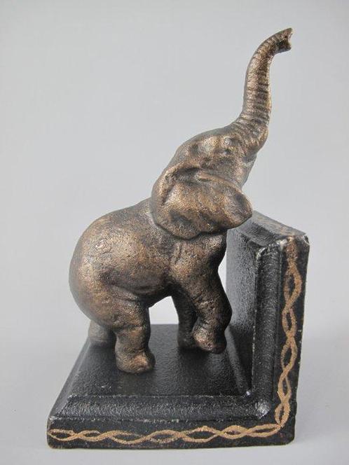 sculptuur, OLIFANT boekensteunen - 16 cm - IJzer, Antiek en Kunst, Curiosa en Brocante