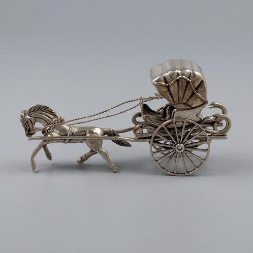 Paard en wagen - Miniatuur figuur - .835 zilver, Antiek en Kunst, Antiek | Goud en Zilver