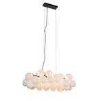Hanglamp zwart met opaal glas 8-lichts langwerpig - Uvas, Huis en Inrichting, Lampen | Hanglampen, Nieuw, Glas, Design, 75 cm of meer