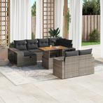 vidaXL 11-delige Loungeset met kussens poly rattan grijs, Tuin en Terras, Tuinsets en Loungesets, Verzenden, Nieuw, Rotan, Loungeset
