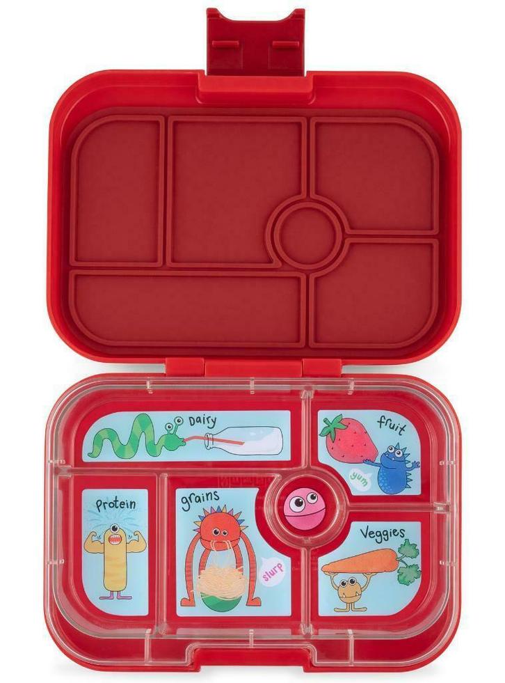 Yumbox Original 6 vakken Wow Red - Funny Monsters, Diversen, Schoolbenodigdheden, Nieuw, Ophalen of Verzenden