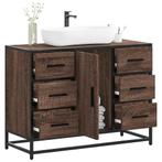 vidaXL Wastafelkast 80x33x60 cm bewerkt hout bruin, Verzenden, Nieuw, Minder dan 100 cm