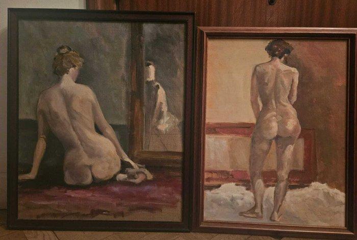 Europese school (XX) - Pareja de desnudos, Antiek en Kunst, Kunst | Schilderijen | Klassiek
