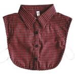 Zwart-rood geruit los blouse kraagje voor onder je trui, Nieuw, Losse Blouse Kraagjes, Maat 36 (S), Zwart