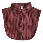 Zwart-rood geruit los blouse kraagje voor onder je trui, Verzenden, Zwart, Nieuw, Losse Blouse Kraagjes