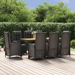 vidaXL 9-delige Tuinset poly rattan zwart, Verzenden, Nieuw, Rotan, Tuinset