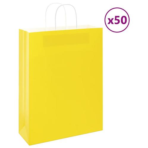 vidaXL Papieren zakken 50 st met hengsels 32x12x42 cm geel, Diversen, Cadeauverpakkingen, Nieuw, Verzenden
