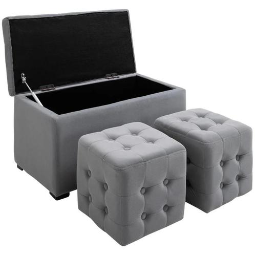 TRUUSK 3-delige Bank Met Opbergruimte 2 X Kruk Bekleding Zit, Huis en Inrichting, Krukjes, Nieuw, Verzenden