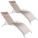 2 ligbedden van aluminium, 5-voudig verstelbaar - beige, Tuin en Terras, Tuinsets en Loungesets, Verzenden, Nieuw
