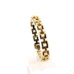 Gouden panter schakel armband | 19,5 cm (vintage) (vintage), Ophalen of Verzenden, Gebruikt, Overige kleuren, Goud