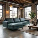 Leren hoekbank Match - 2.5-zits arm rechts + Longchair arm, 250 tot 300 cm, Bohemian, Industrieel, Modern, Scandinavisch, Hoekbank