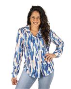 Blauw/beige print travelstof blouse van Kesari, Nieuw, Verzenden