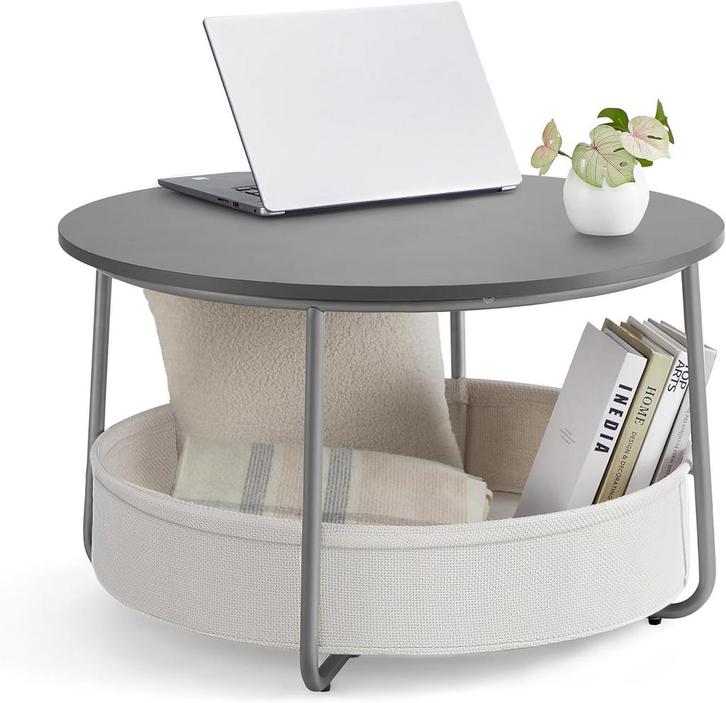 VASAGLE ronde Salontafel met opbergbak – diameter 75 cm -, Huis en Inrichting, Tafels | Salontafels, Verzenden