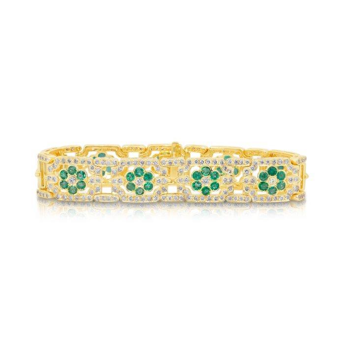 Armband - 18 karaat Geel goud - 12.45ct. tw. Smaragd -, Sieraden, Tassen en Uiterlijk, Armbanden